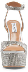 Steve Madden Skyla-R Rhinestone Ankle Strap Rounded Open Toe Platform Sandal