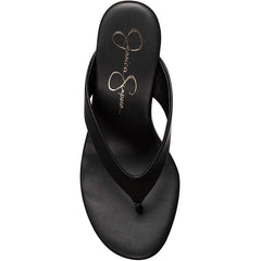 Jessica Simpson Stilla Heel Platform Wedge Open Toe Slip On Thong Sandals Black