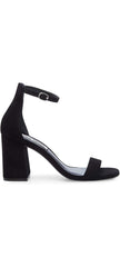 Steve Madden Gracelynn Black Nubuck Rounded Open Toe Ankle Strap Platform Sandal