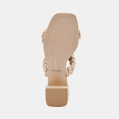 Dolce Vita Zeno Vanilla Rope Slip On Braided Straps Squared Toe Heeled Sandals