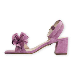 Cecelia New York Heather Mauve Suede Open Toe Ankle Strap Block Heel Sandals