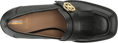 Sam Edelman Quinly Black Leather Slip On Squared Toe Block Heeled Dress Pumps