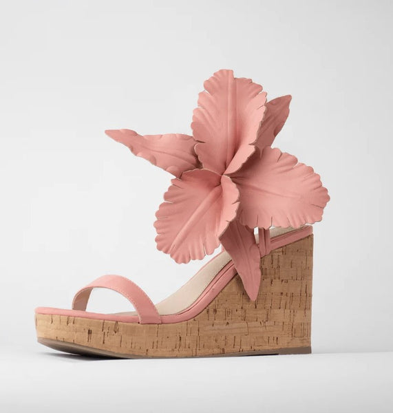 Cecelia New York Lilly Coral Cork Ankle Strap Open Toe Heel Wedge Sandals