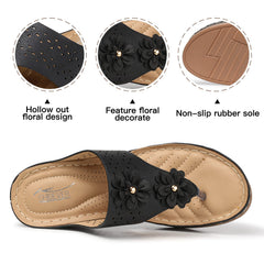 SHIBEVER Wedge Sandals for Women Comfortable Slide Dressy Beach Walking Slip On Platform Boho Flower Casual Sandal