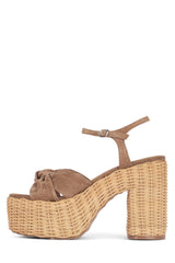 Jeffrey Campbell Tea Party tan Suede Open Toe Block Ankle Strap Platform Sandal