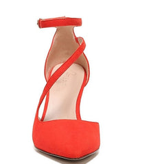 Naturalizer Abilyn Retro Poppy Suede Ankle Strap Pointed Toe Stiletto Heel Pumps