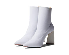 Schutz Marila White Pull On Stretchy Block Heel Pointed Toe Fashion Mesh Boots