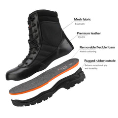NORTIV 8 Men's Military Tactical Work Boots Side Zipper Leather Motorcycle Combat Boots Trooper(6-8 Inches)