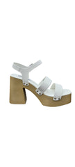 Steve Madden Gain White Fashion Ankle Strap Platform Block High Heeled Sandals