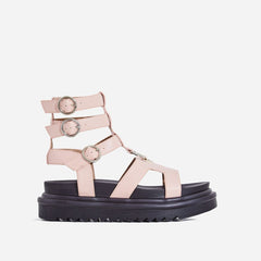 Lemonade Gladys Pink Gladiator Cushioned Open Toe Platform Sandals