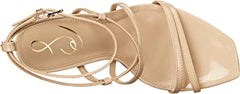 Sam Edelman Lela Light Latte Strappy Ankle Strap Open Toe Flared Heel Sandals