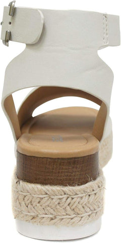 Soda Topic Off-White Espadrilles Ankle Strap Studded Open Toe Wedge Heel Sandals