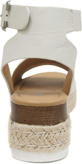 Soda Topic Off-White Espadrilles Ankle Strap Studded Open Toe Wedge Heel Sandals