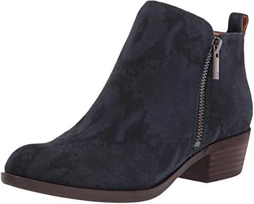 Lucky Brand Basel Dark Denim Blue Suede Low Cut Bootie Wide Width Ankle Bootie