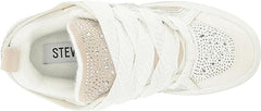 Steve Madden Roaring White Multi Rhinestone Lace Up Low Top Fashion Sneakers