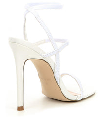 Steve Madden Women's Nectur Square Toe Stiletto Dress Sandals White