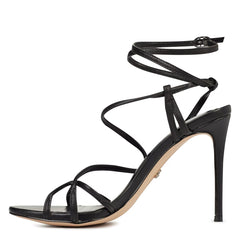 Sam Edelman Sareena Black Stiletto Heel Open Toe Ankle Strap Heeled Sandals