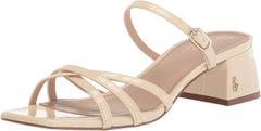 Sam Edelman Rachelle Ivory Patent Multi Cross Over Buckle Strap Heeled Sandals