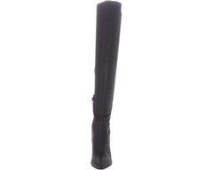 Nine West Tacy2 Black Zip Closure Leather Over The Knee Stiletto Heeled Boots