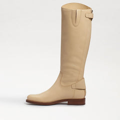 Sam Edelman Mikala Eggshell Block Heel Round Toe Zipper Leather Knee High Boots