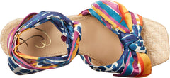 Sam Edelman Tula Caspian Blue Multi Squared Open Toe Wedge Block Heeled Sandals
