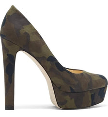 Jessica Simpson Nellah Green Combo Round Toe High Platform Block Heeled Pumps