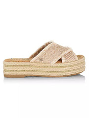 Sam Edelman Ashlynn Sand Fashion Slip On Wedge Platform Open Toe Slides Sandals
