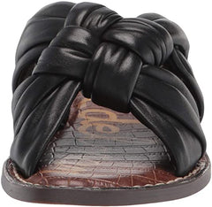 Sam Edelman Garson Black Stylish Cushioned Leather Slip-On Comfort Flat Sandals