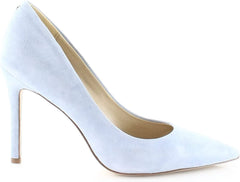 Sam Edelman Hazel Cerulean Blue Suede Stiletto Heel Pointy Toe Slip On Pumps