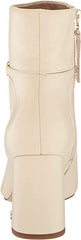 Sam Edelman Florah Modern Ivory Squared Toe Block Heel Buckle Detail Ankle Boots