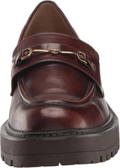 Sam Edelman Laurs Spiced Brandy Rounded Toe Slip On Chunky Heel Leather Loafers