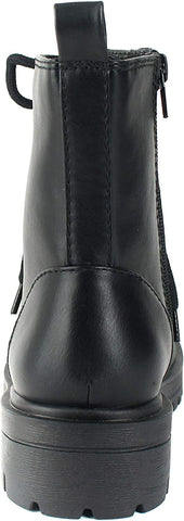 Soda Firm Black Lace Up Rounded Toe Chunky Sole Platform Combat Ankle Wide Boots