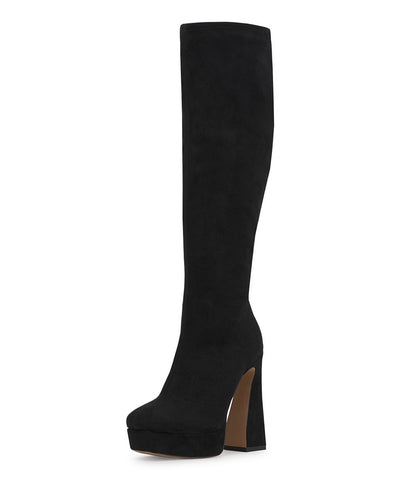 Jessica Simpson Daniyah Black Microsuede Womens Dress Platform Zipper Knee Boots