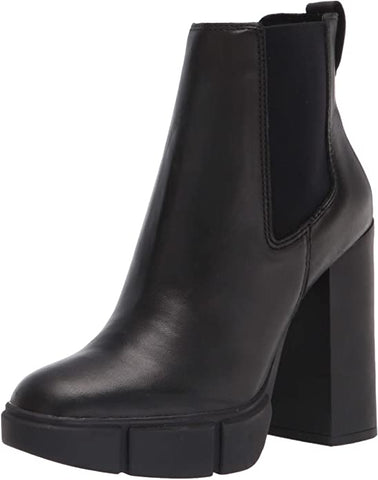 Steve Madden Revised Black Leather Chelsea Platform Chunky Heeled Ankle Boots