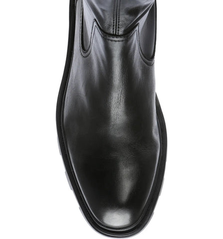Ash Manhattan Black Pull On Round Toe Chunky Platform Block Heel Tall Boots