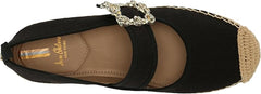 Sam Edelman Maddy Black Linen Cap Toe Mary Jane Espadrille Ballet Flats