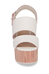 Kelsi Dagger Brooklyn Nash Off White Platform Wedge Open Toe Dress Sandals