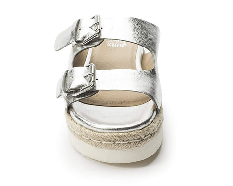 Jane and the Shoe Jojo Silver Two Buckle Fashion Open Toe Platform Sandals