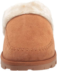 Lucky Brand Domain Cognac Suede Fur Lined Slip On Round Toe Suede Casual Slipper