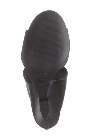 Cecelia New York Alexandra Stretch Leather Block Heeled Peep Toe Shootie BLACK