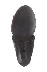 Cecelia New York Alexandra Stretch Leather Block Heeled Peep Toe Shootie BLACK