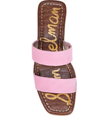 Sam Edelman Vena Pink Orchid Comfort Mid Heel Double-Strap Wedge Heeled Sandals