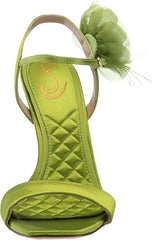 Sam Edelman Leana Tropic Green Suede Squared Open Toe Stiletto Heleed Sandals