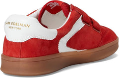 Sam Edelman Talia Red Coral Leather Rounded Toe Low Top Lace Up Flat Sneakers