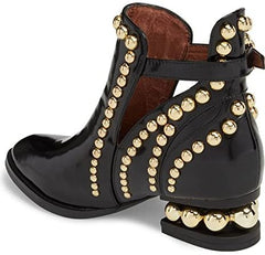 Jeffrey Campbell Rylance Black Box Gold Embellished Cut Out Buckle Ankle Booties