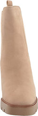 Sam Edelman Rollins Sesame Stacked Block Heel Pull On Almond Toe Ankle Boots