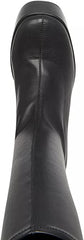 Steve Madden Cray Black Squared Toe Pull On Block Heel Knee High Stretchy Boots