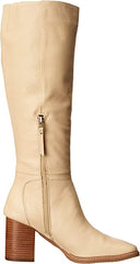 Sam Edelman Elsy Eggshell Rounded Toe Stacked Block Heel Knee High Fashion Boots