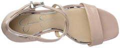 Jessica Simpson Stassi Nude Patent Leather Cork Wedge Platform Strappy Sandals