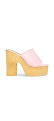 Steve Madden Mardi Heeled Sandal Pink Leather Open Toe Retro Platform Mules